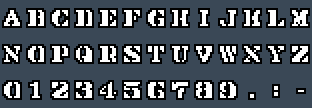 08x08 F2: A to Z and 0 to 9 as they appear on the OSD