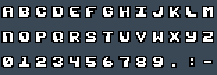 08x08 F5: A to Z and 0 to 9 as they appear on the OSD