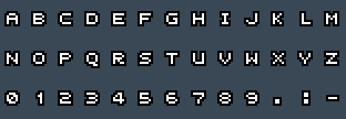 1color Pyrotechnics Font: A to Z and 0 to 9 as they appear on the OSD