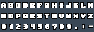 Art Of Fighting2 Font 1: A to Z and 0 to 9 as they appear on the OSD