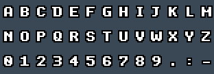 ASCII Bold: A to Z and 0 to 9 as they appear on the OSD