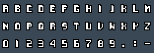 Futuristic: A to Z and 0 to 9 as they appear on the OSD