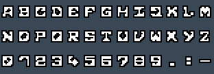 Aura Font: A to Z and 0 to 9 as they appear on the OSD