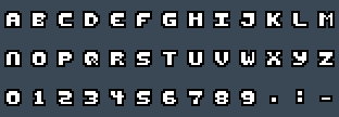 Bubblemad 8x8: A to Z and 0 to 9 as they appear on the OSD