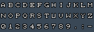 CompaqThin 8x8: A to Z and 0 to 9 as they appear on the OSD