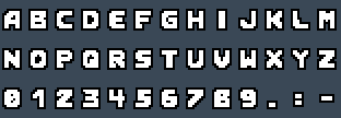 Cougar Font: A to Z and 0 to 9 as they appear on the OSD
