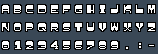 Dexion Natrix Font 1: A to Z and 0 to 9 as they appear on the OSD