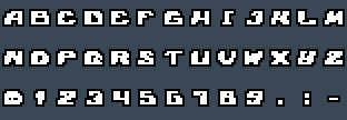 Dual Crew Font 1: A to Z and 0 to 9 as they appear on the OSD