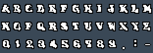Game Font 1: A to Z and 0 to 9 as they appear on the OSD
