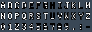 GNU Unifont 17.0.03: A to Z and 0 to 9 as they appear on the OSD