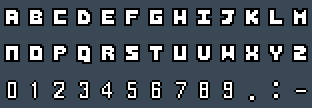 Gold 8x8: A to Z and 0 to 9 as they appear on the OSD