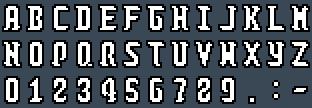 Alchemist: A to Z and 0 to 9 as they appear on the OSD