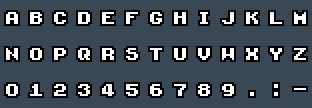 Hoshi: A to Z and 0 to 9 as they appear on the OSD