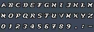 SaikyoScript: A to Z and 0 to 9 as they appear on the OSD