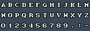 SaikyoSerif: A to Z and 0 to 9 as they appear on the OSD