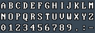 IBM VGA 8x16: A to Z and 0 to 9 as they appear on the OSD