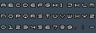 KenPixel Future: A to Z and 0 to 9 as they appear on the OSD