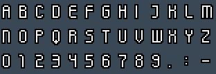 KenPixel High: A to Z and 0 to 9 as they appear on the OSD