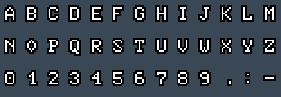 Paradise132 7x9: A to Z and 0 to 9 as they appear on the OSD