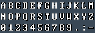 PhoenixEGA 8x16: A to Z and 0 to 9 as they appear on the OSD