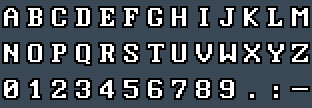 PhoenixEGA 9x14: A to Z and 0 to 9 as they appear on the OSD