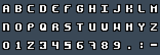 Slaine Cadre Font: A to Z and 0 to 9 as they appear on the OSD
