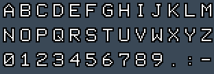 Tandy2K G: A to Z and 0 to 9 as they appear on the OSD