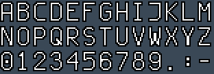 Terminal 16x12: A to Z and 0 to 9 as they appear on the OSD