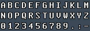 ToshibaSat 8x14: A to Z and 0 to 9 as they appear on the OSD