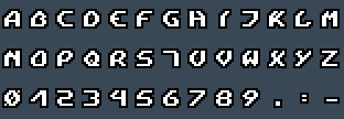 Tsb Pack Font: A to Z and 0 to 9 as they appear on the OSD