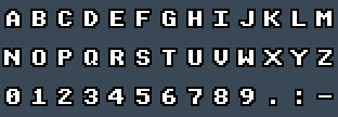 unscii-8: A to Z and 0 to 9 as they appear on the OSD