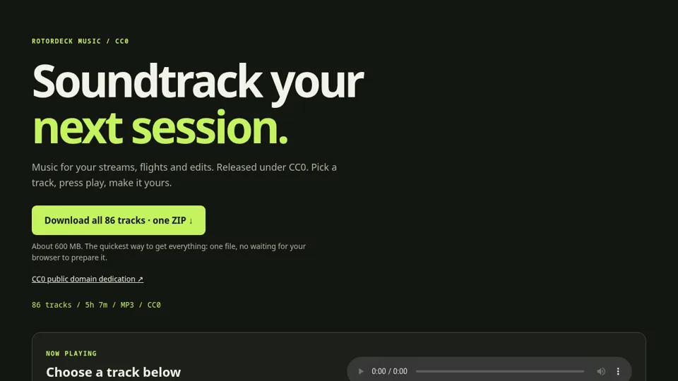 Rotordeck Music: Soundtrack your next session, with a Download all button
